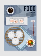 亚洲点心美食海报设计矢量模板