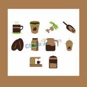 平面古典咖啡图标草图矢量素材