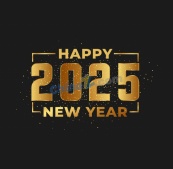 黑金2025新年文字设计矢量素材