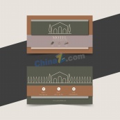 平面几何汽车旅馆名片矢量模板