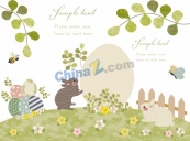 小清新复活节明信片矢量模板