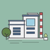 卡通风建筑发电站插图矢量素材