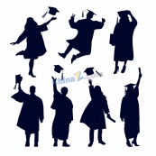 极简学士服剪影合集矢量素材