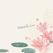 水彩国风荷花矢量素材