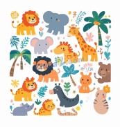 丛林动物园宣传材料矢量素材