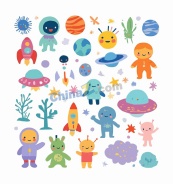 可爱外太空元素合集矢量素材