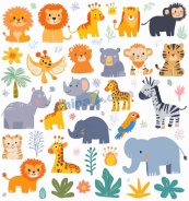 一套可爱卡通丛林动物矢量合集