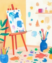 美术暑期兴趣班宣传矢量插图