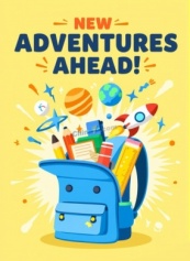 书包里的新世界开学季矢量插图