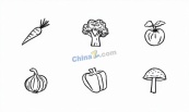 极简黑白蔬菜线稿矢量图标