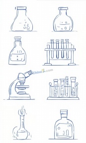 线稿风实验室器材合集矢量素材