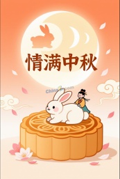 中秋节玉兔月饼插画矢量模板