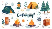 户外野营露营元素合集矢量素材