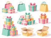 马卡龙礼物包装盒合集矢量素材