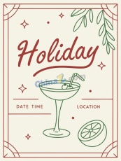 复古假日鸡尾酒菜单矢量模板
