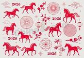 2026马年红色剪纸合集矢量素材