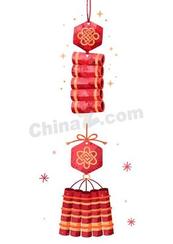 新春红色喜庆鞭炮插画矢量素材