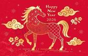 2026红金喜庆马年矢量模板
