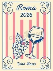 意式罗马复古红酒海报矢量模板