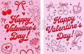 可爱手绘涂鸦情人节矢量素材