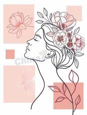 三八妇女节唯美女性插画矢量