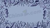 复古手绘海洋生物边框矢量素材