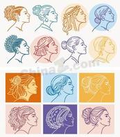 女神节女性侧脸头像集矢量素材