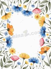 春季手绘野花边框矢量素材