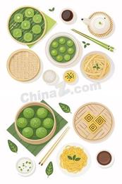 清明传统特色美食青团矢量素材