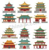 中国古建筑宫殿合集矢量素材
