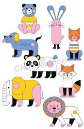 创意几何卡通动物合集矢量素材