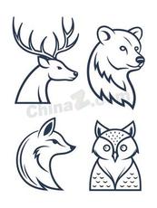 北欧极简线描动物头像矢量素材