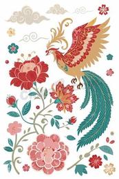 国风凤凰牡丹元素合集矢量素材