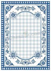 复古蓝白格纹花卉边框矢量模板