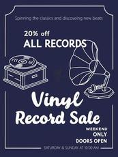 复古黑胶唱片促销传单矢量模板
