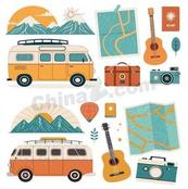 房车自驾露营旅行合集矢量素材