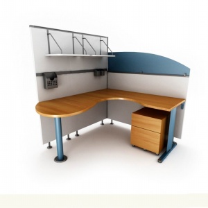 办公桌三维效果模型