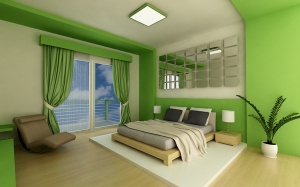 绿色清新卧室模型设计