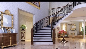 别墅楼梯3D模型效果图