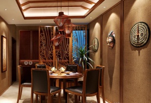 现代中式家居餐厅3D模型
