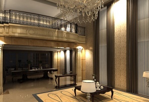 欧式别墅客厅模型效果图