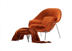 橙色舒适靠椅3D模型设计
