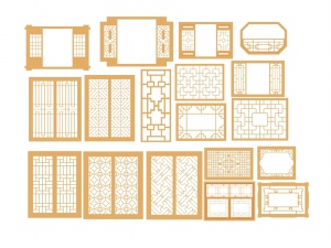 中式窗格3D模型设计