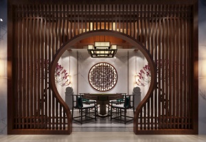 中式茶室玄关3D模型设计
