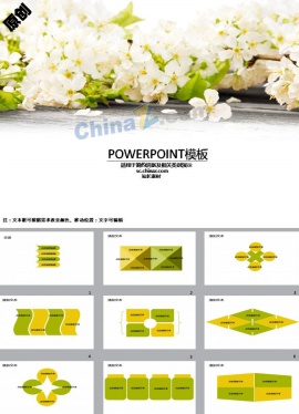 桃花朵朵ppt模板下载