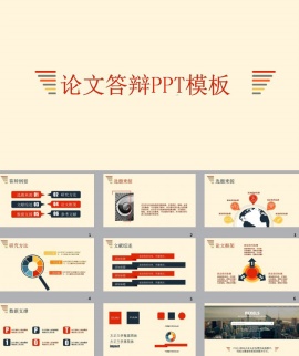橙色主题学术论文答辩ppt模板