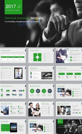 绿色欧美范商务ppt模板免费下载