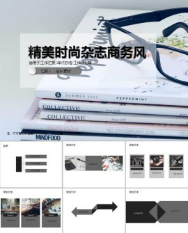 精美时尚杂志商务风ppt模板