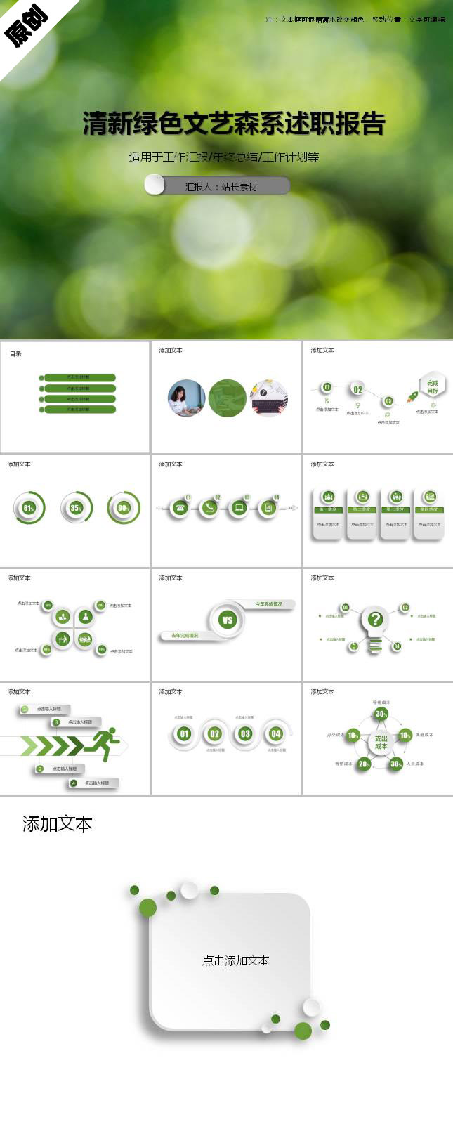 清新绿色文艺森系述职报告ppt模板
