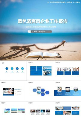 蓝色清爽风企业工作报告ppt模板